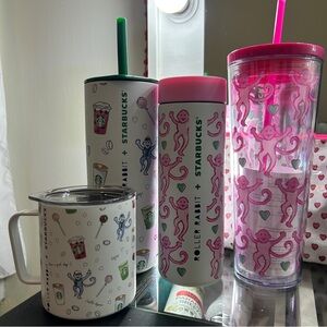 Starbucks Roller Rabbit Pink and Green Drinkware Collection